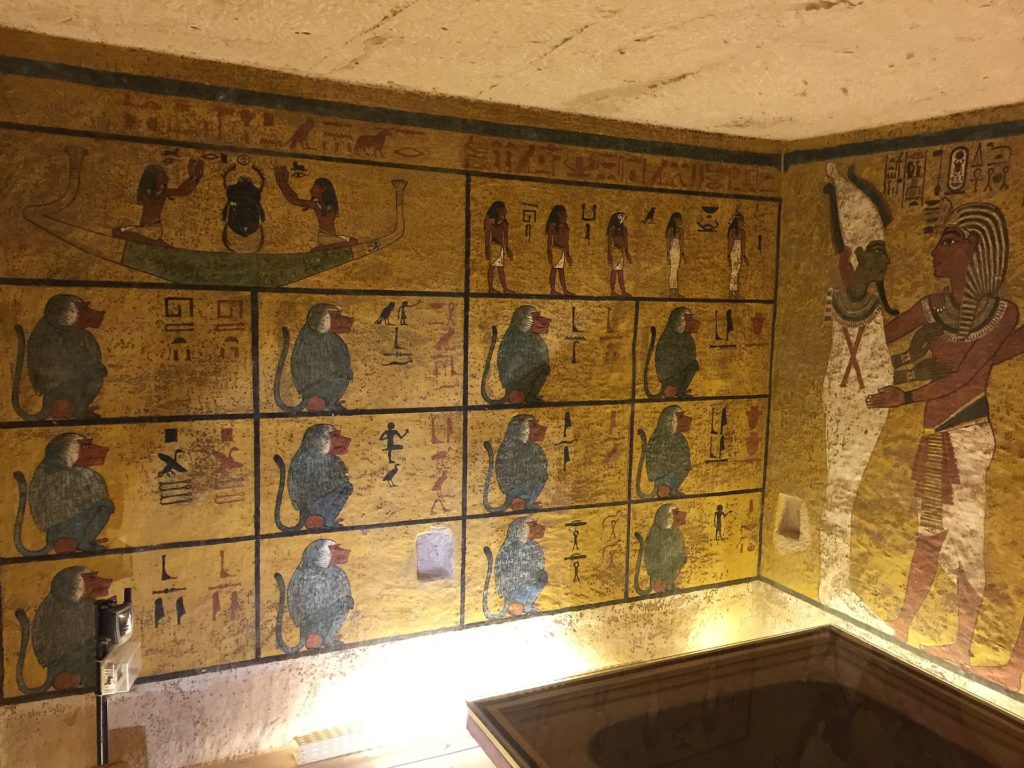 Inside Pharaoh Tutankhamun's tomb, 18th dynasty.