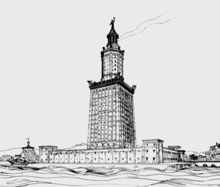 A drawing of the Pharos of Alexandria by Prof. H. Thiersch (1909).