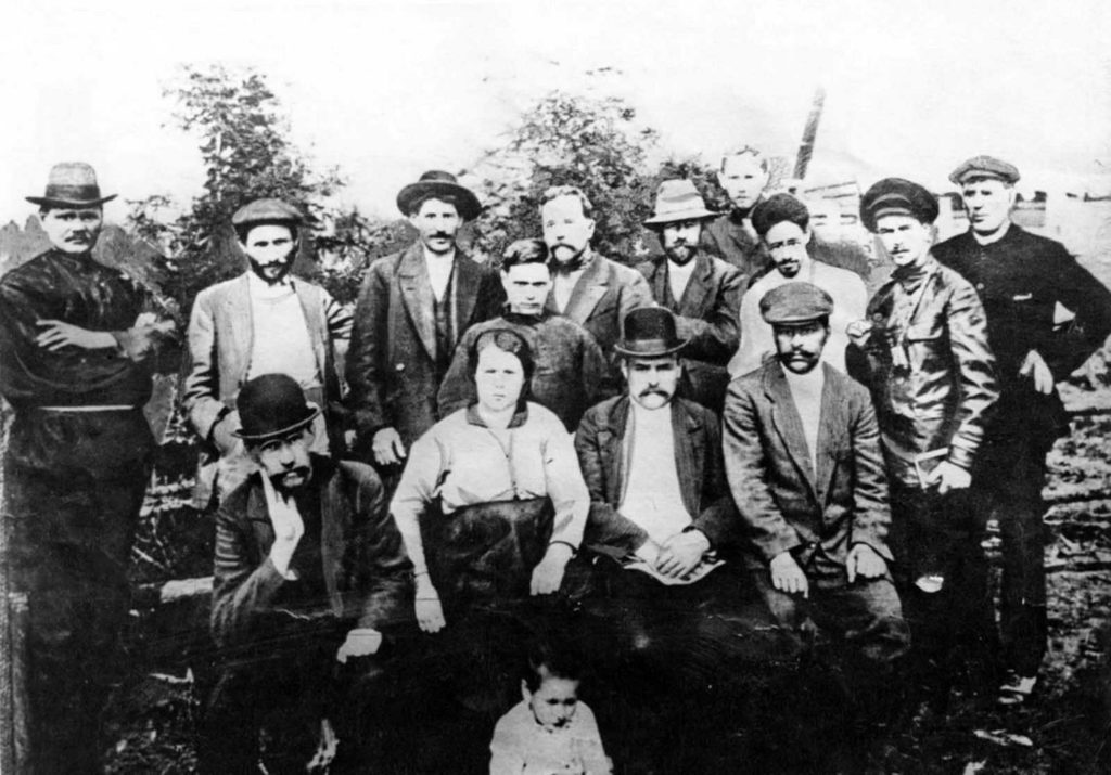 Stalin with a group of Bolsheviks, 1913. Standing third from the left.  
